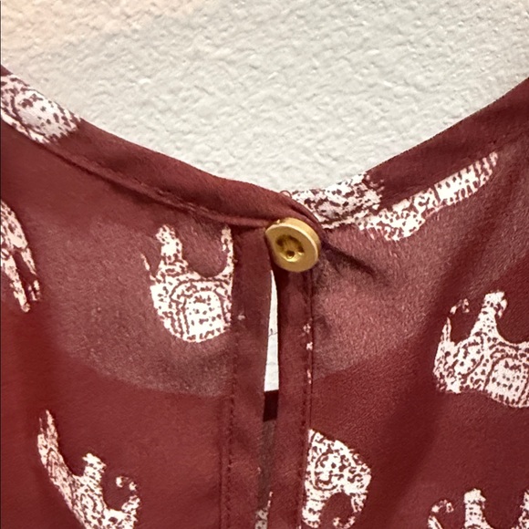 Persaya Maroon Elephant Print Blouse - Picture 5 of 6